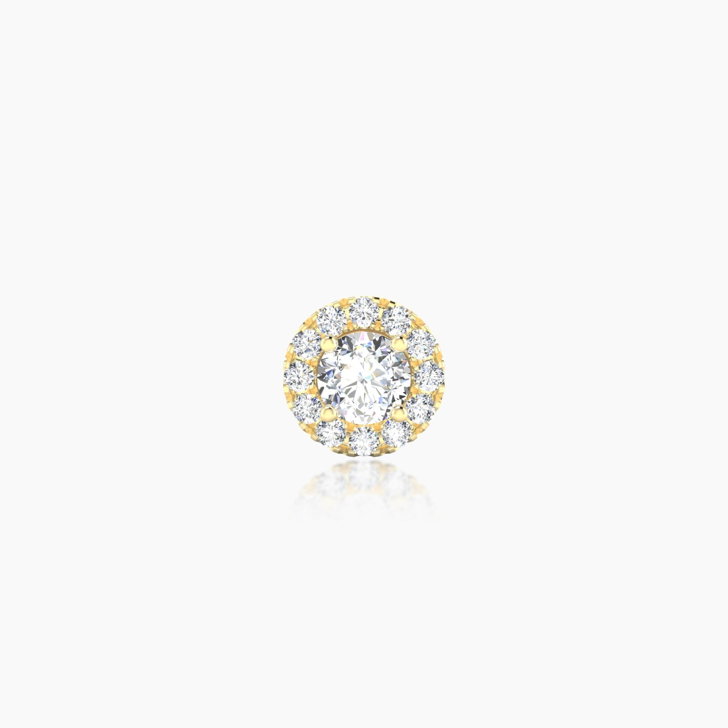 Eirene | 18k Yellow Gold 6.5 mm 5 mm Halo Round Diamond Piercing