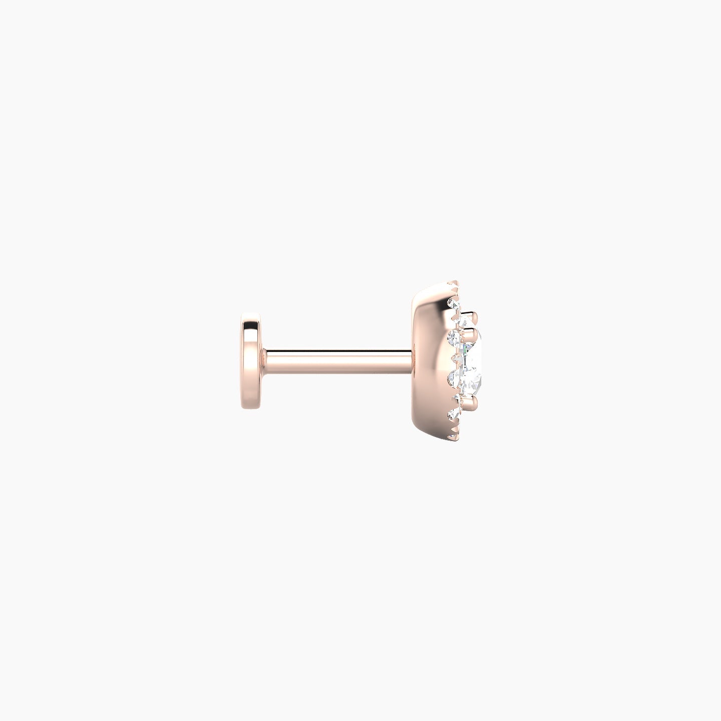 Eirene | 18k Rose Gold 6.5 mm 5 mm Halo Round Diamond Piercing