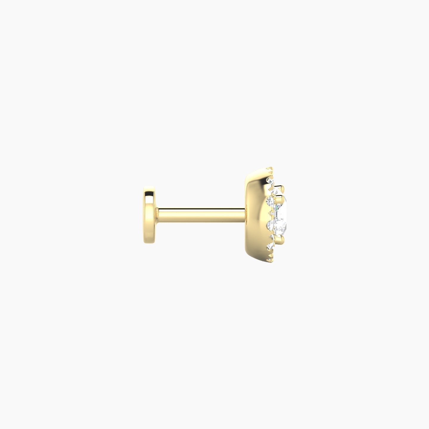 Eirene | 18k Yellow Gold 6.5 mm 5 mm Halo Round Diamond Piercing