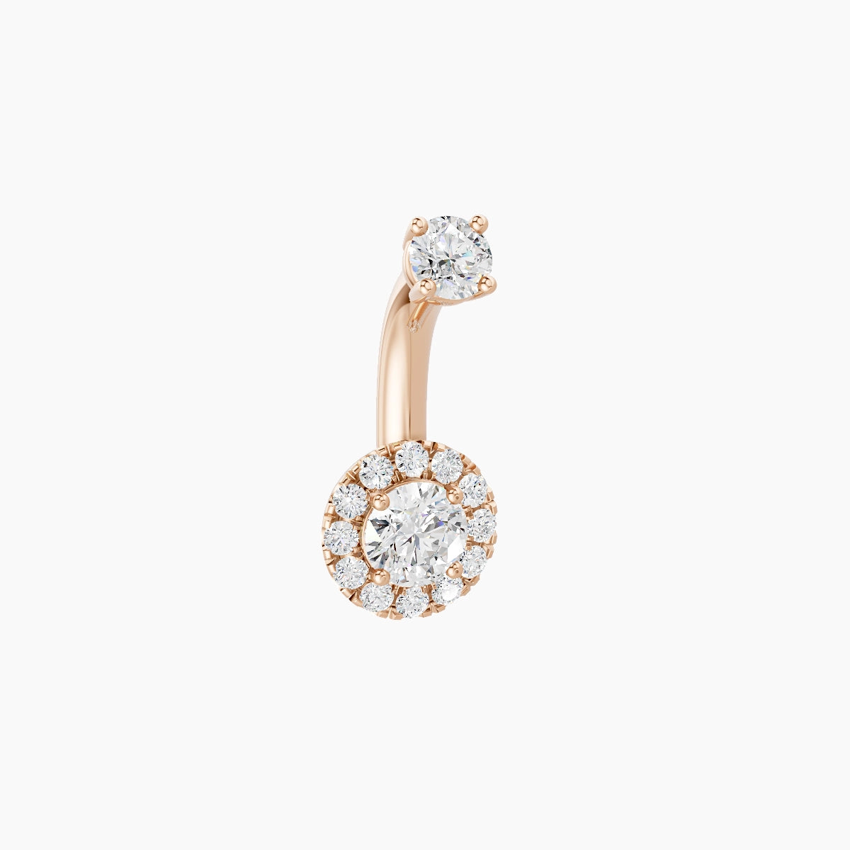 Eirene | 18k Rose Gold 6 mm 6 mm Halo Round Diamond Belly Piercing