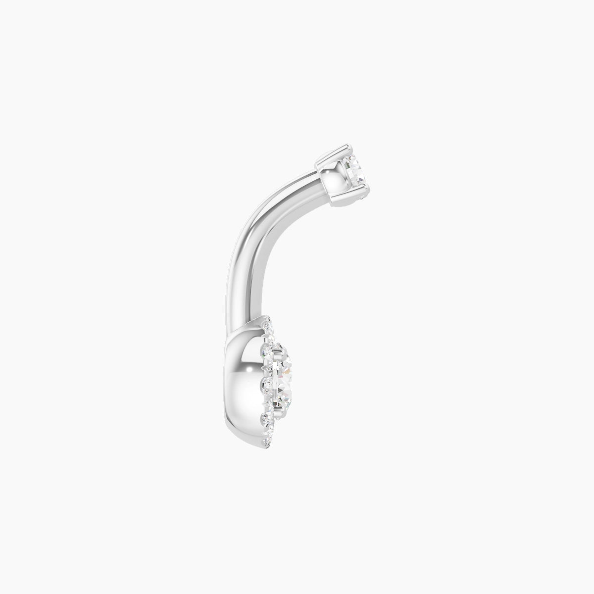 Eirene | 18k White Gold 6 mm 6 mm Halo Round Diamond Belly Piercing