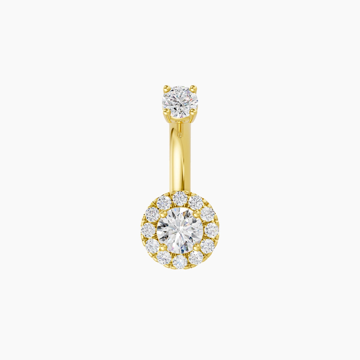 Eirene | 18k Yellow Gold 6 mm 6 mm Halo Round Diamond Belly Piercing