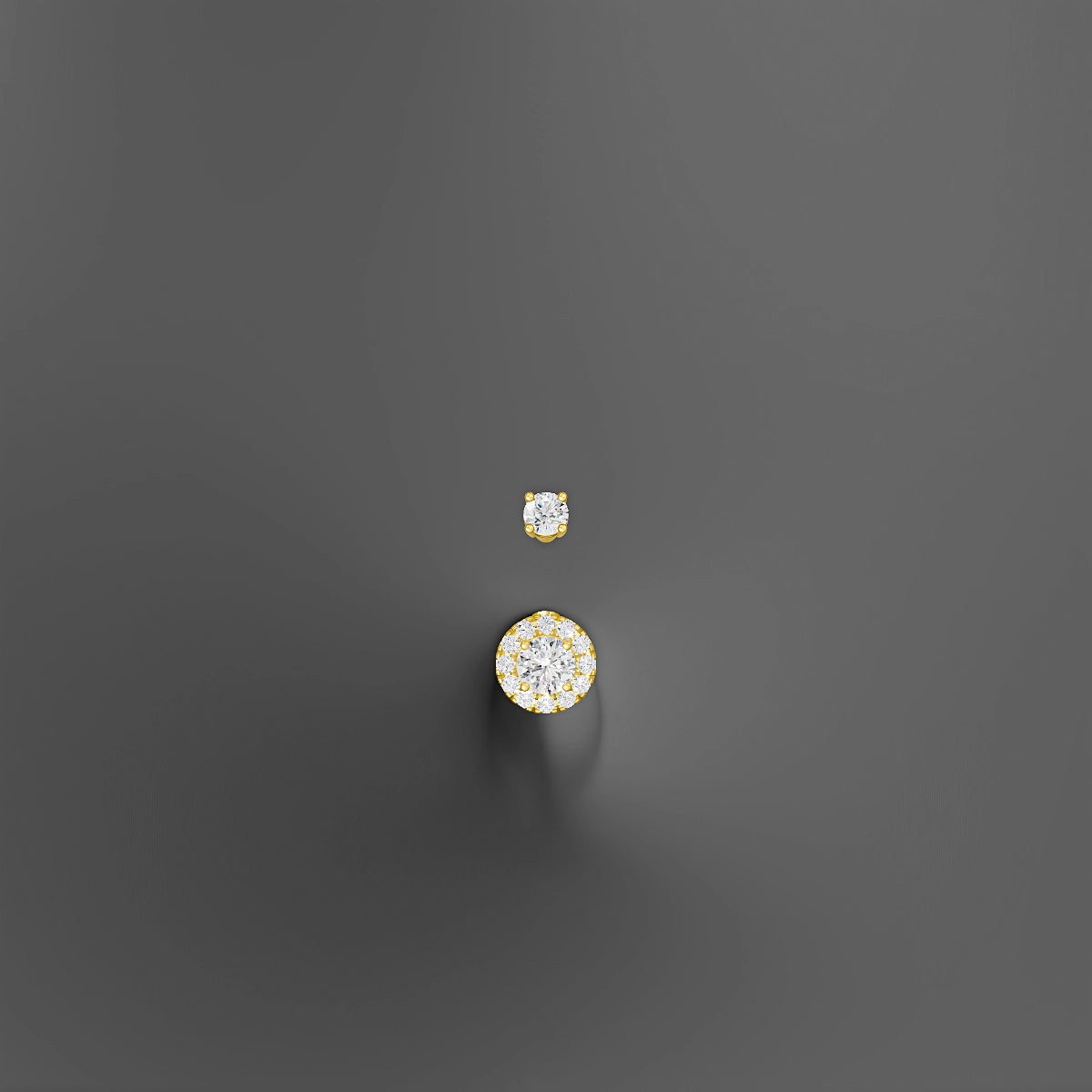 Eirene | 18k Yellow Gold 6 mm 6 mm Halo Round Diamond Belly Piercing