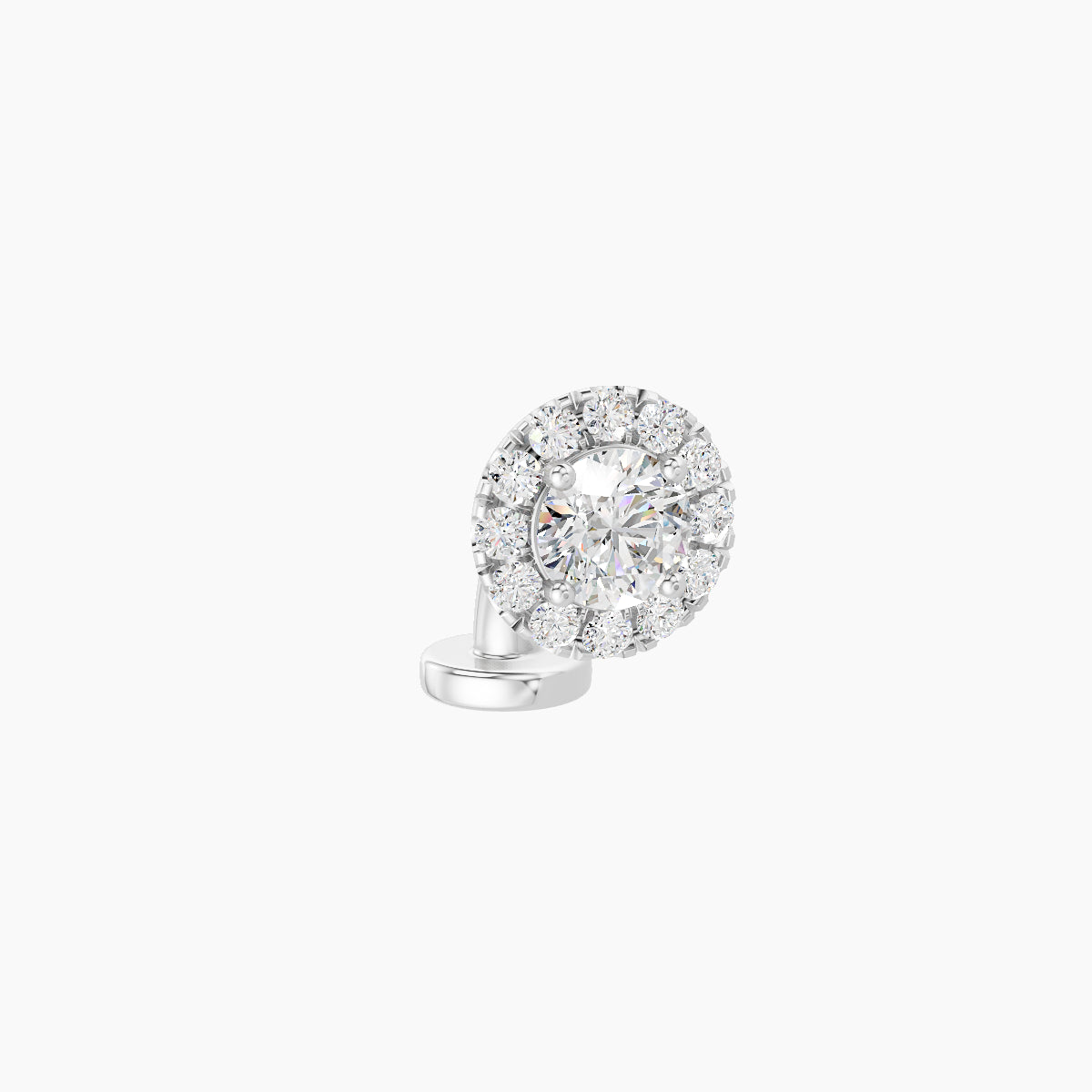 Eirene | 18k White Gold 6 mm 6 mm Halo Round Diamond Floating Navel Piercing