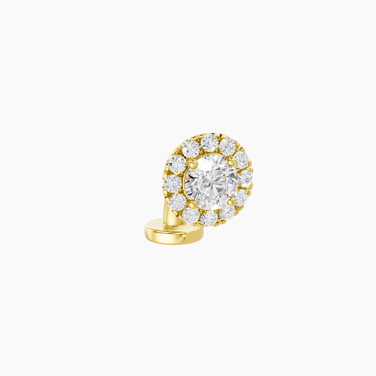Eirene | 18k Yellow Gold 6 mm 6 mm Halo Round Diamond Floating Navel Piercing