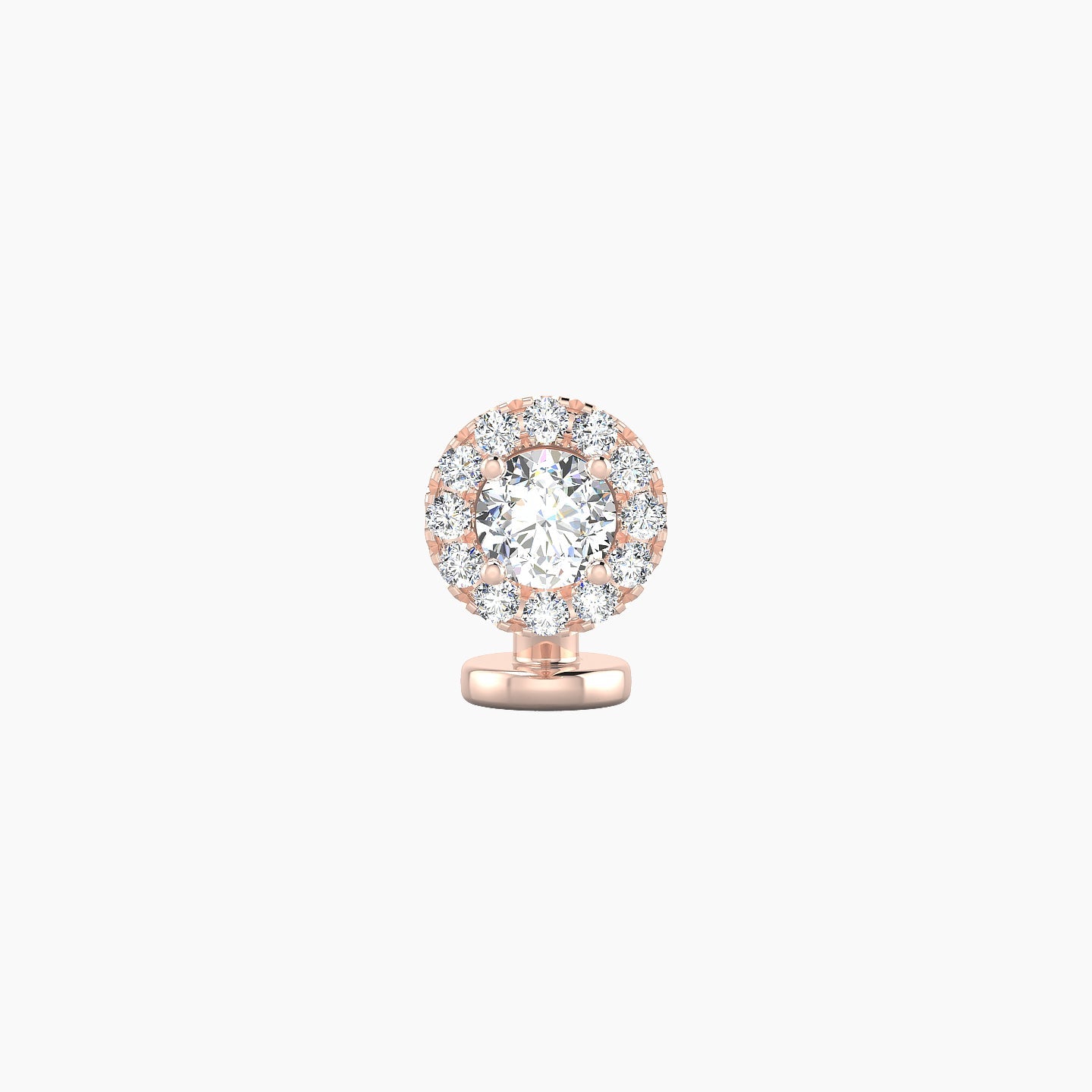 Eirene | 18k Rose Gold 6.5 mm 6 mm Halo Round Diamond Floating Navel Piercing