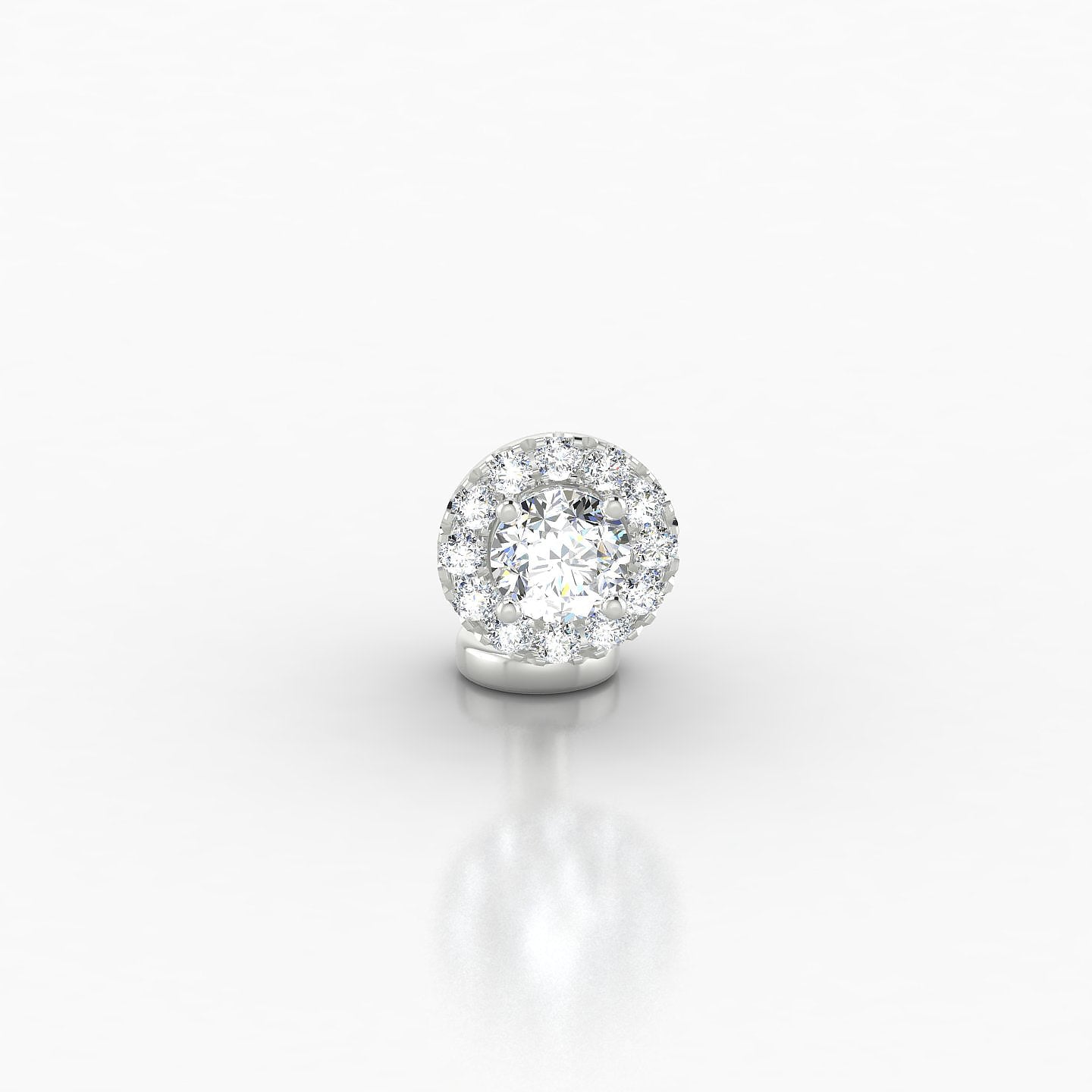 Eirene | 18k White Gold 6 mm 6.5 mm Halo Round Diamond Floating Navel Piercing