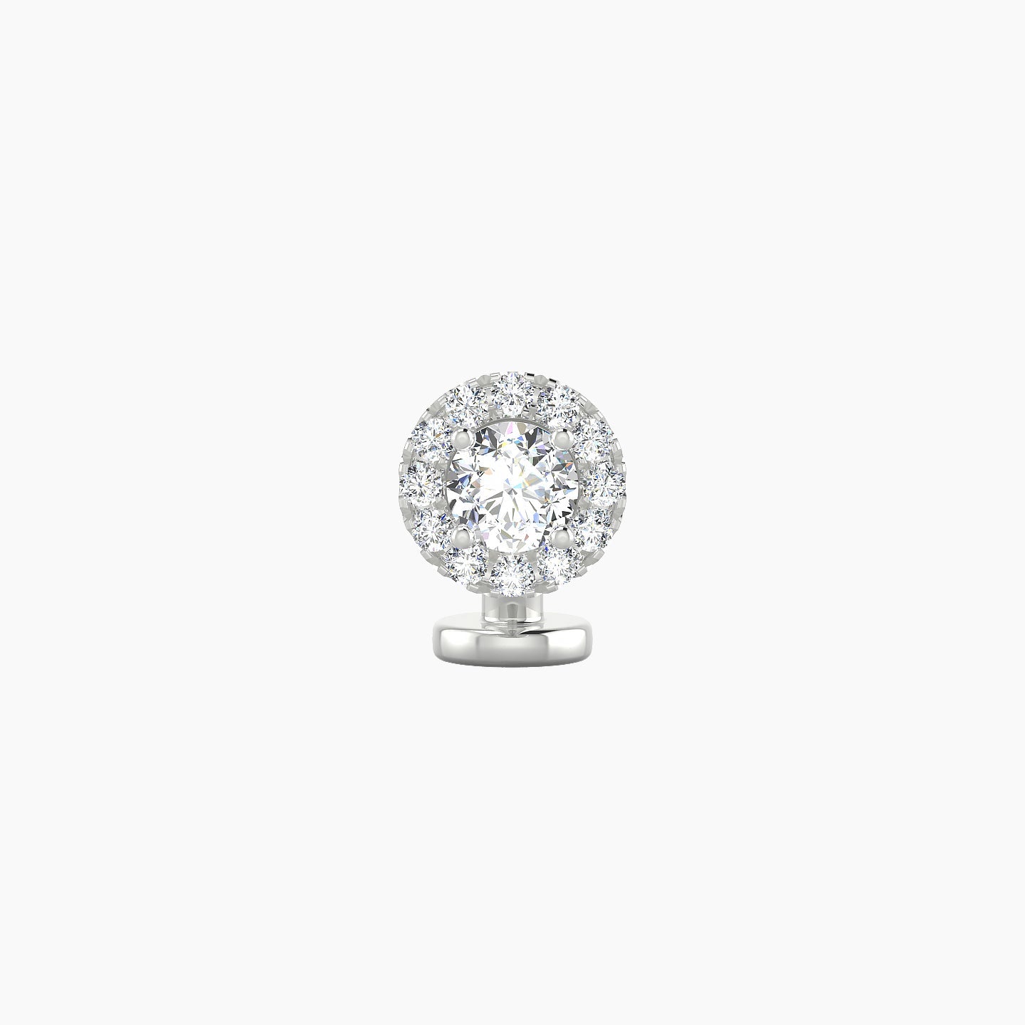 Eirene | 18k White Gold 6.5 mm 6 mm Halo Round Diamond Floating Navel Piercing