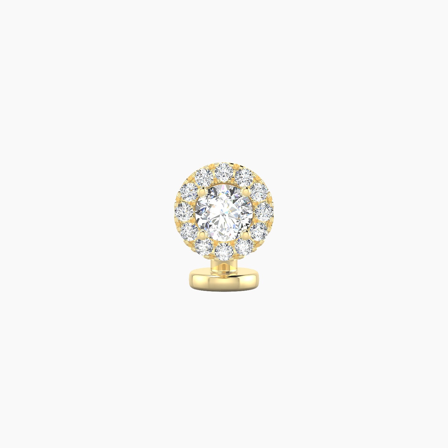 Eirene | 18k Yellow Gold 6.5 mm 6 mm Halo Round Diamond Floating Navel Piercing