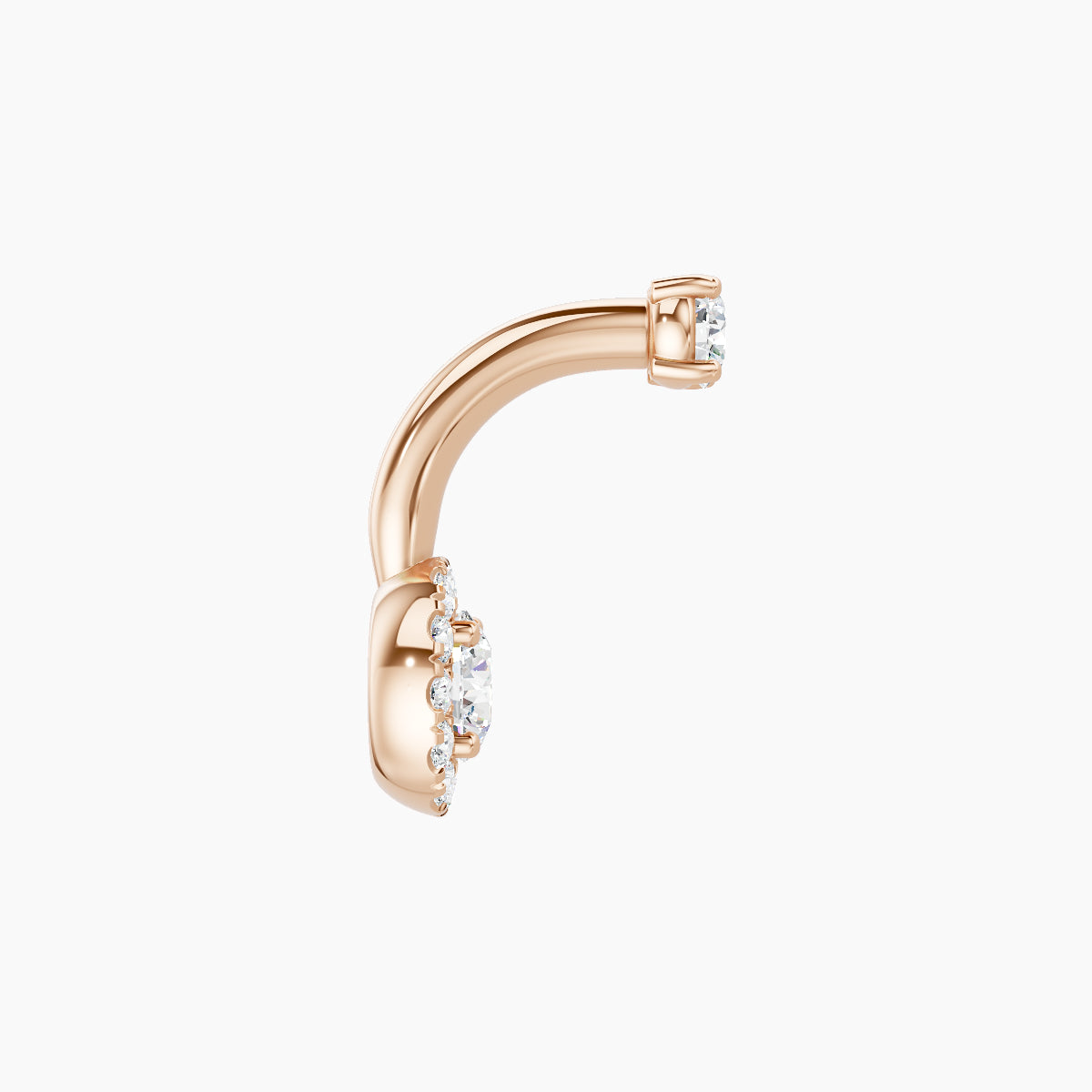 Eirene | 18k Rose Gold 6.5 mm 6 mm Halo Round Diamond Navel Piercing