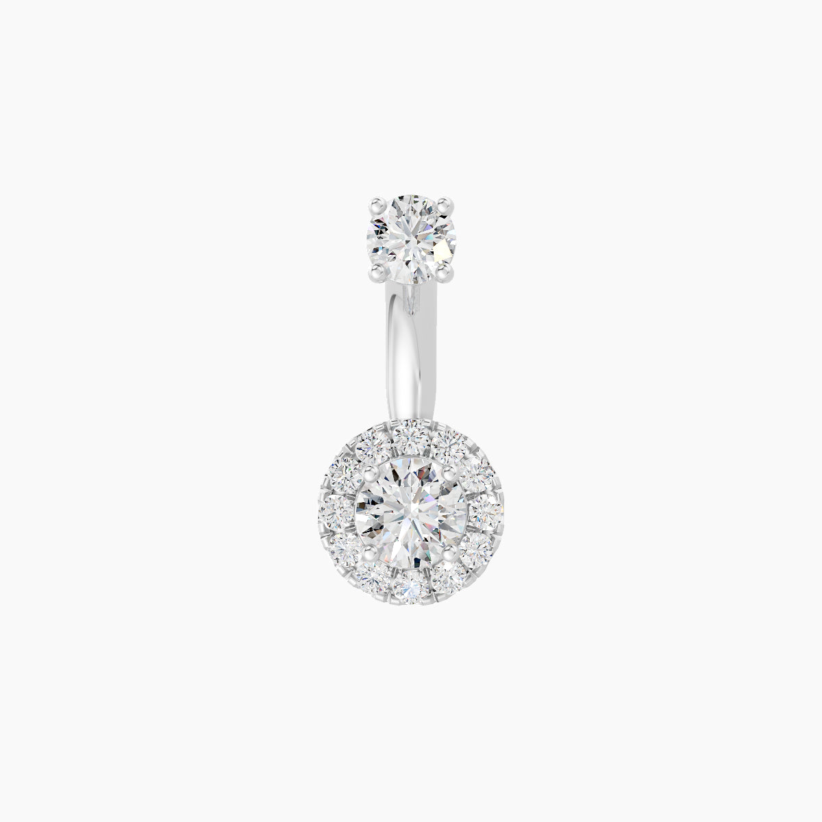 Eirene | 18k White Gold 6.5 mm 6 mm Halo Round Diamond Navel Piercing