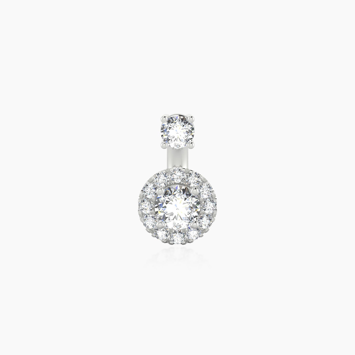 Eirene | 18k White Gold 6 mm 6.5 mm Halo Round Diamond Navel Piercing