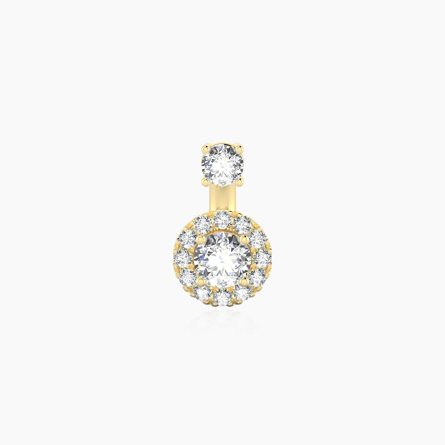 Eirene | 18k Yellow Gold 6 mm 6.5 mm Halo Round Diamond Navel Piercing
