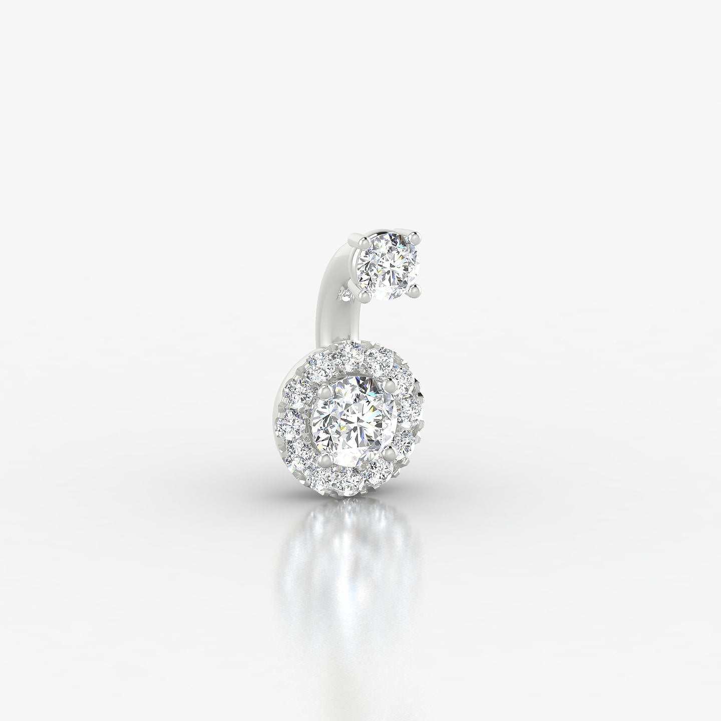 Eirene | 18k White Gold 6 mm 6.5 mm Halo Round Diamond Navel Piercing