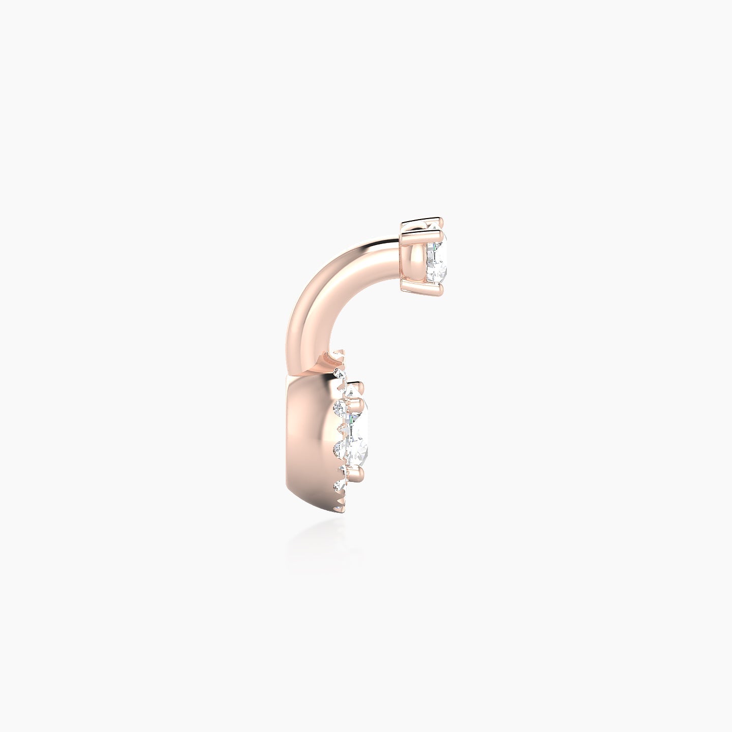 Eirene | 18k Rose Gold 6 mm 6.5 mm Halo Round Diamond Navel Piercing