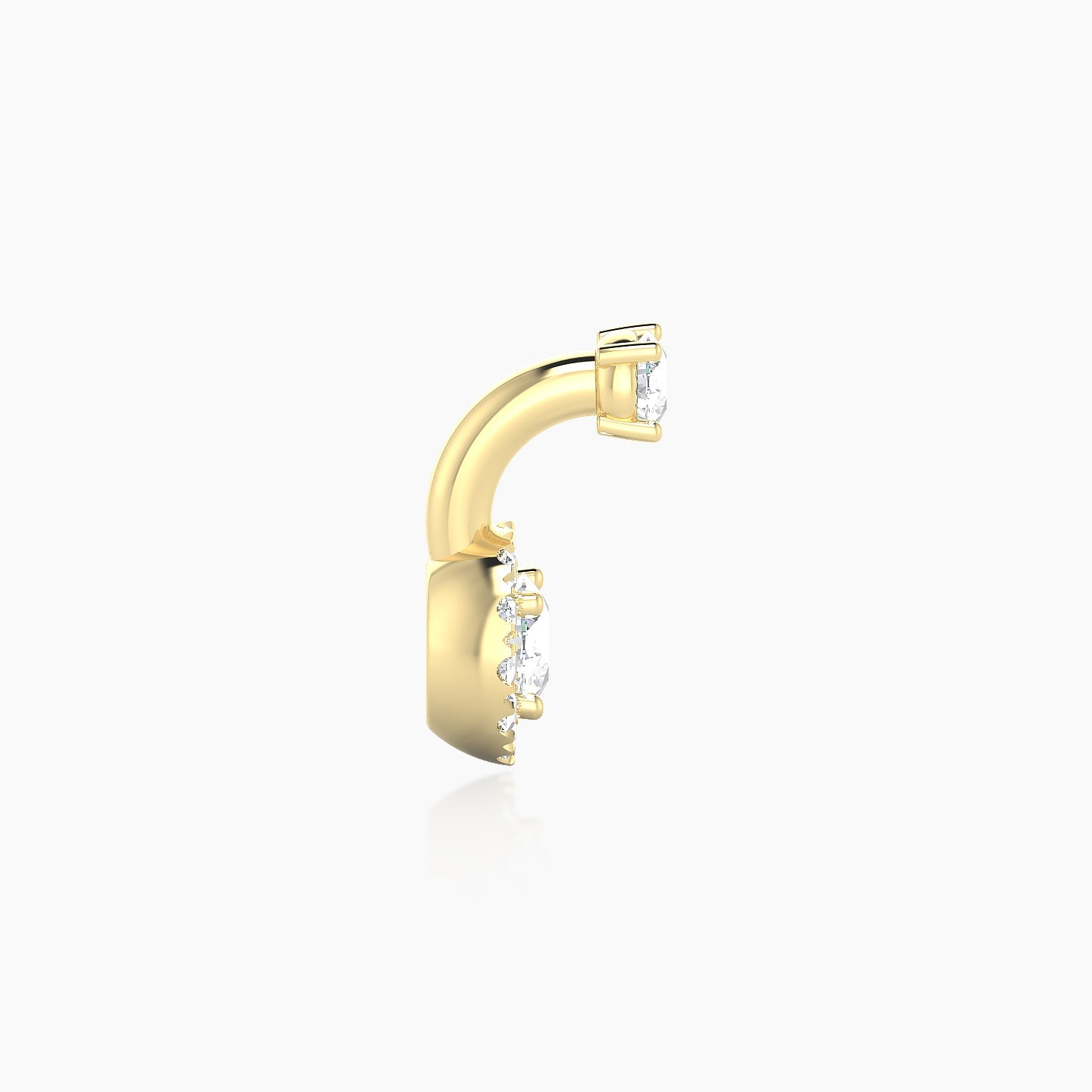 Eirene | 18k Yellow Gold 6 mm 6.5 mm Halo Round Diamond Navel Piercing