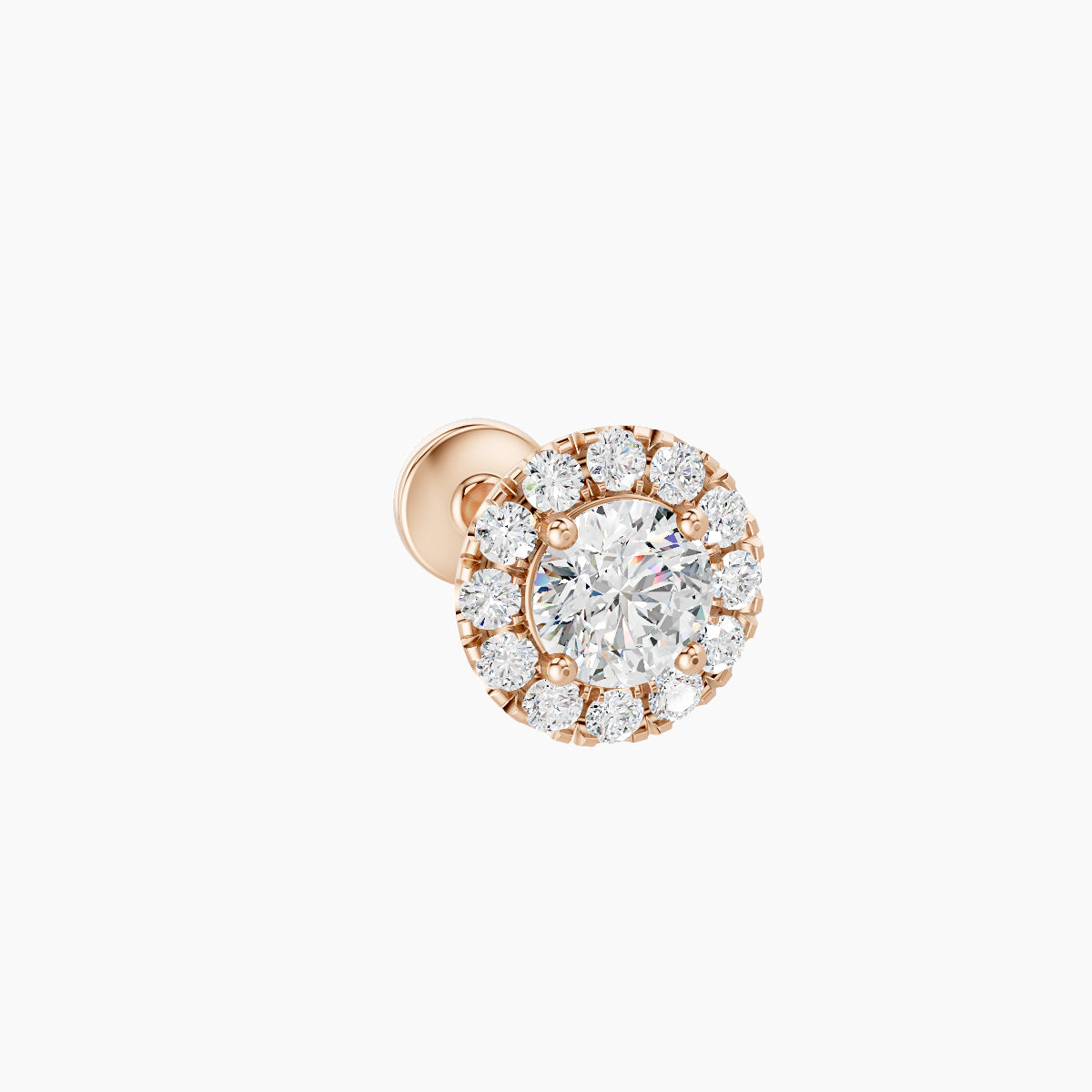 Eirene | 18k Rose Gold 6 mm 6.5 mm Halo Round Diamond Piercing