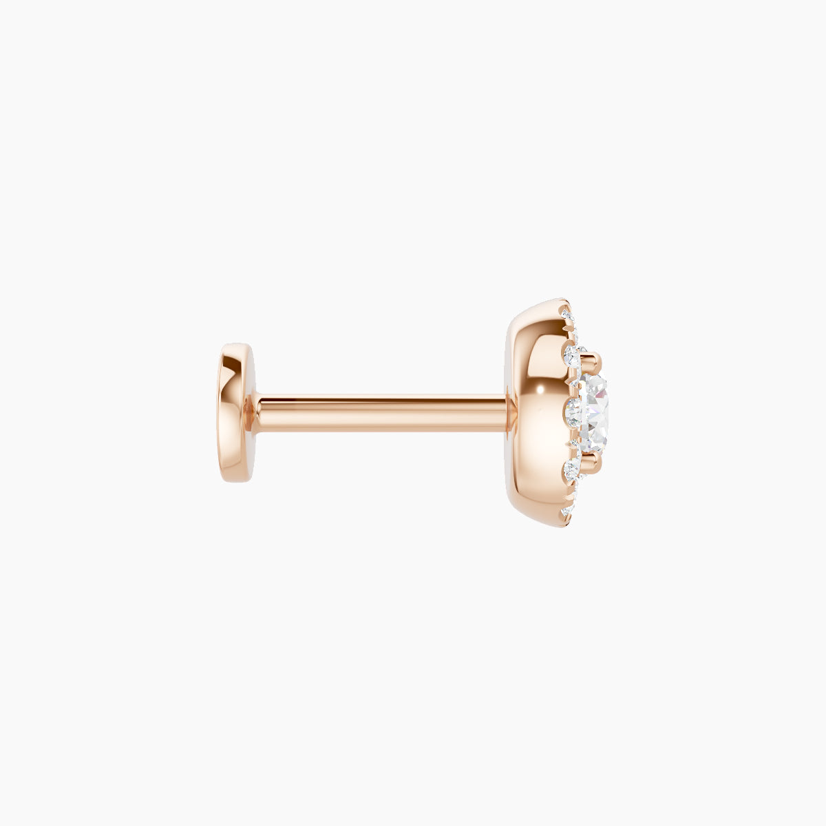 Eirene | 18k Rose Gold 6 mm 6.5 mm Halo Round Diamond Piercing