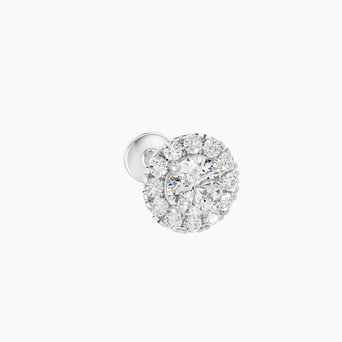 Eirene | 18k White Gold 6 mm 6.5 mm Halo Round Diamond Piercing