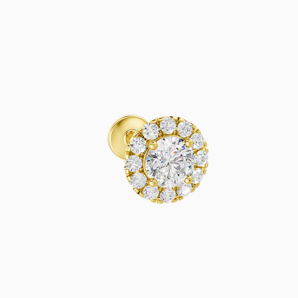 Eirene | 18k Yellow Gold 6 mm 6.5 mm Halo Round Diamond Piercing