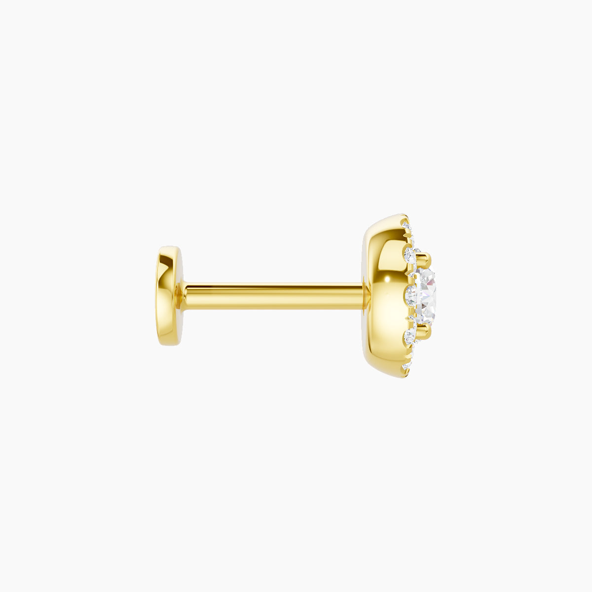Eirene | 18k Yellow Gold 6 mm 6.5 mm Halo Round Diamond Piercing