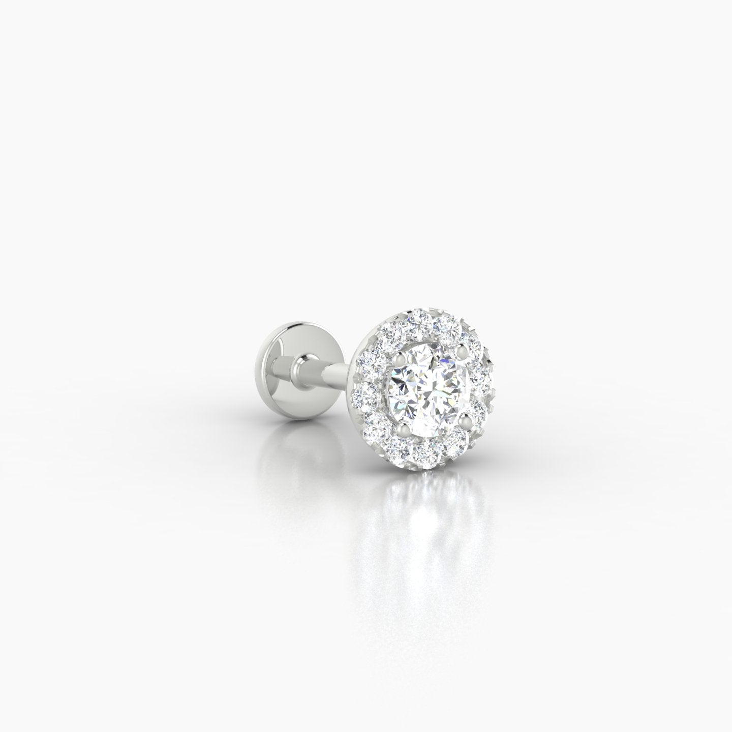 Eirene | 18k White Gold 6.5 mm 6.5 mm Halo Round Diamond Piercing