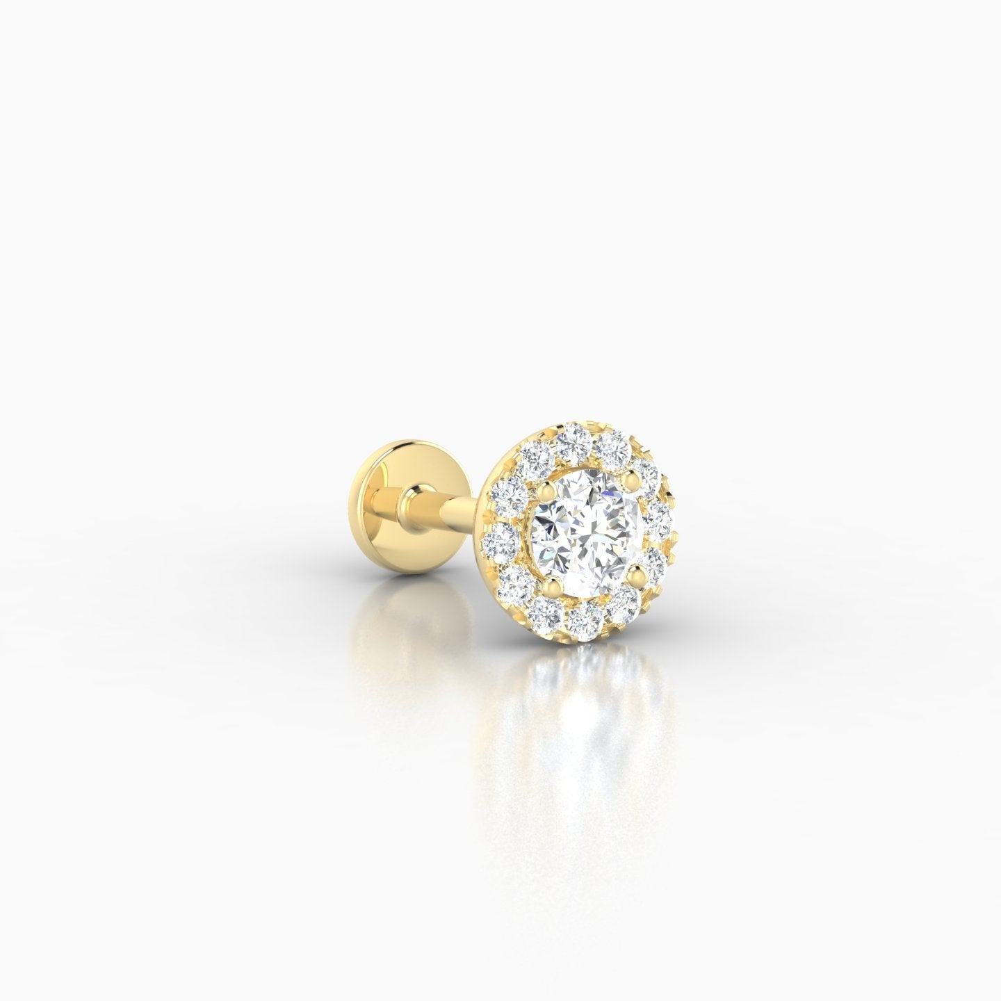 Eirene | 18k Yellow Gold 6.5 mm 6.5 mm Halo Round Diamond Piercing