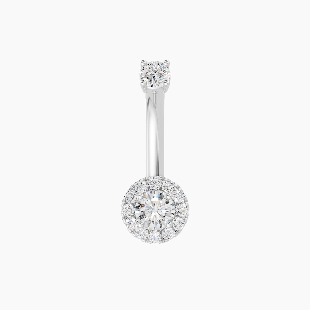 Eirene | 18k White Gold 6 mm 8 mm Halo Round Diamond Belly Piercing