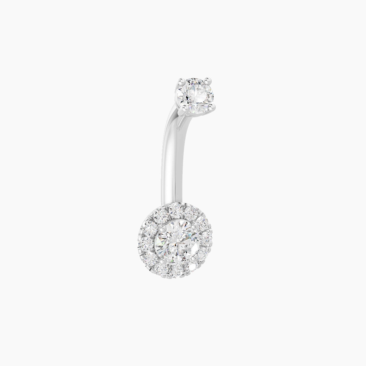 Eirene | 18k White Gold 6 mm 8 mm Halo Round Diamond Belly Piercing