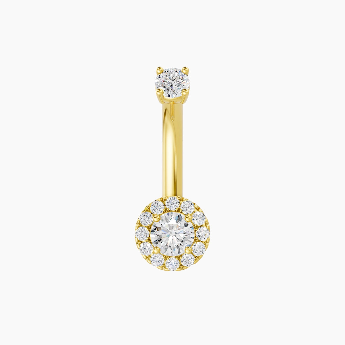 Eirene | 18k Yellow Gold 6 mm 8 mm Halo Round Diamond Belly Piercing