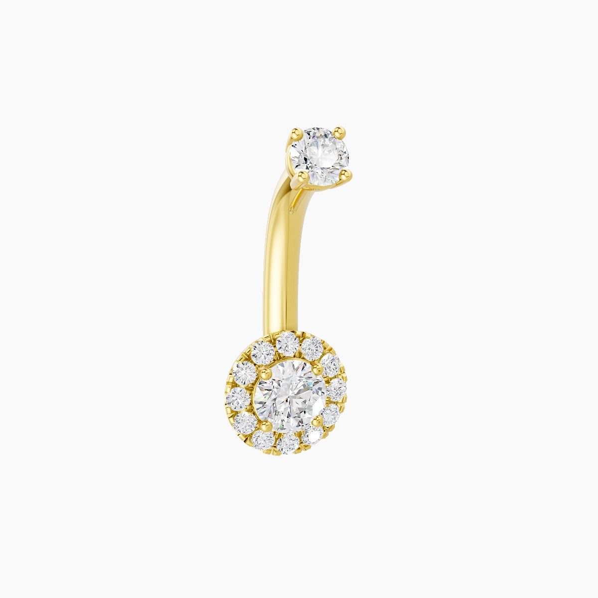 Eirene | 18k Yellow Gold 6 mm 8 mm Halo Round Diamond Belly Piercing