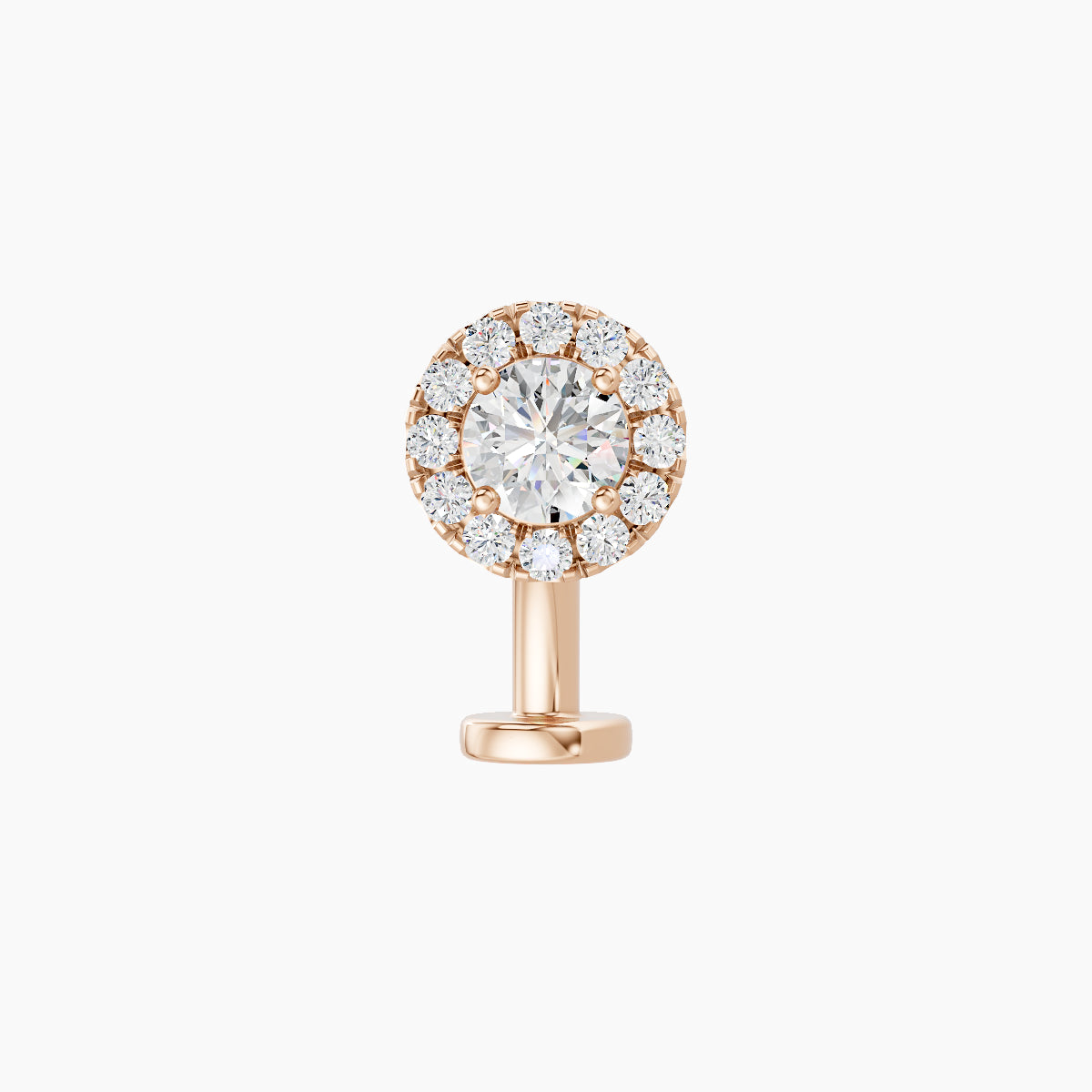 Eirene | 18k Rose Gold 6 mm 8 mm Halo Round Diamond Floating Navel Piercing