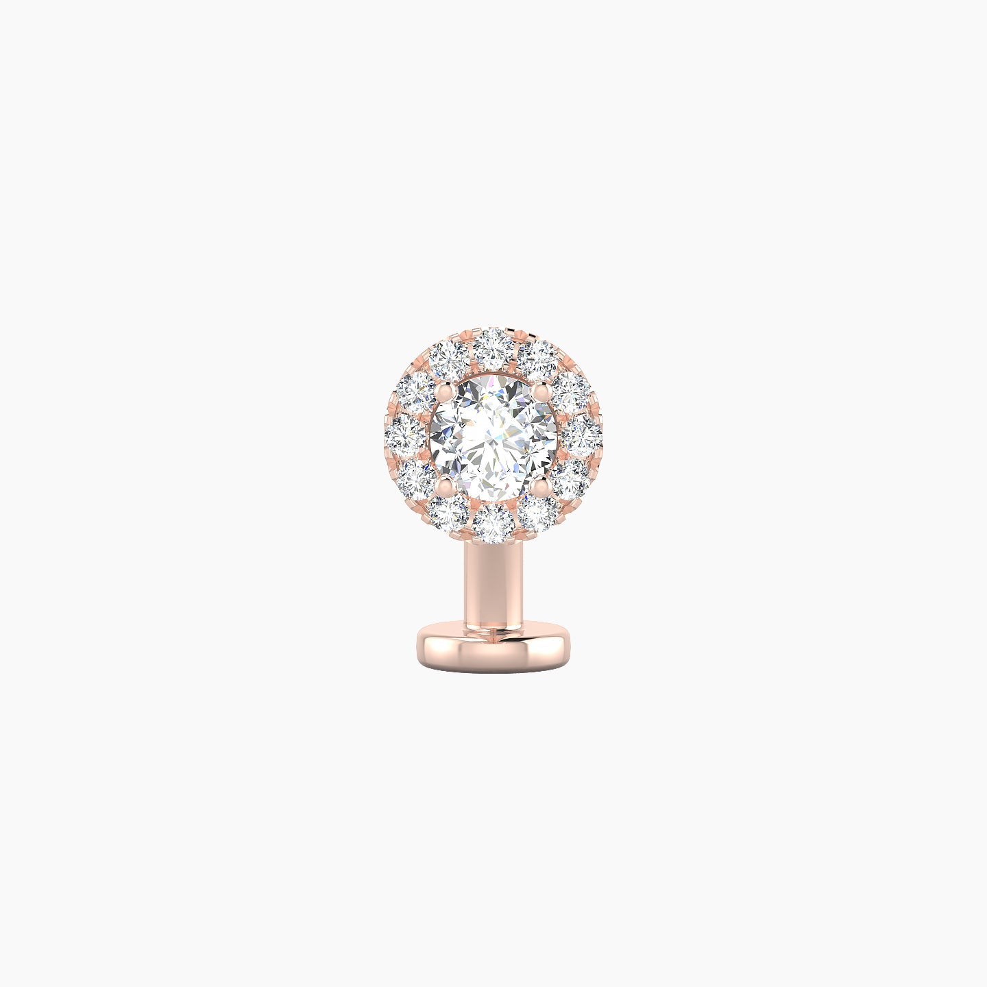 Eirene | 18k Rose Gold 6.5 mm 8 mm Halo Round Diamond Floating Navel Piercing