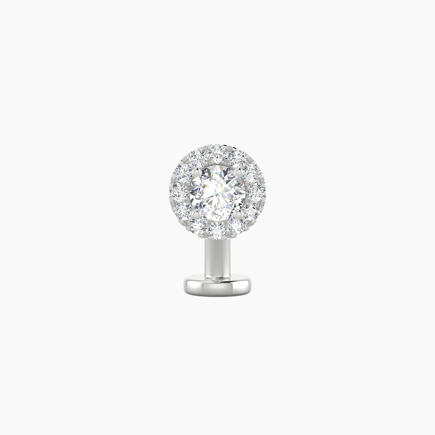 Eirene | 18k White Gold 6.5 mm 8 mm Halo Round Diamond Floating Navel Piercing