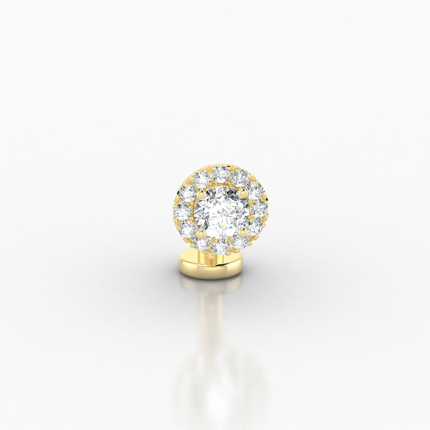 Eirene | 18k Yellow Gold 8 mm 6.5 mm Halo Round Diamond Floating Navel Piercing