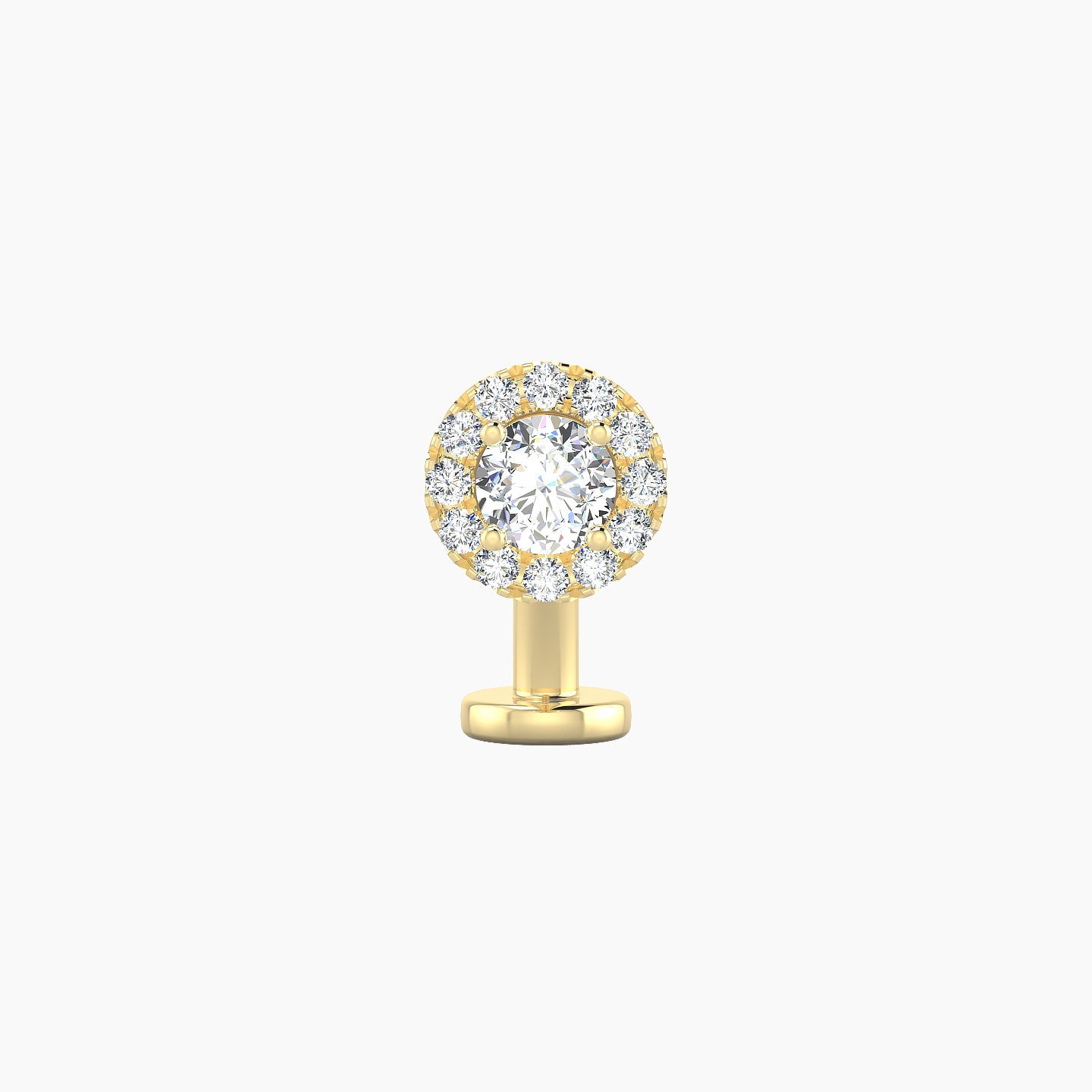 Eirene | 18k Yellow Gold 6.5 mm 8 mm Halo Round Diamond Floating Navel Piercing