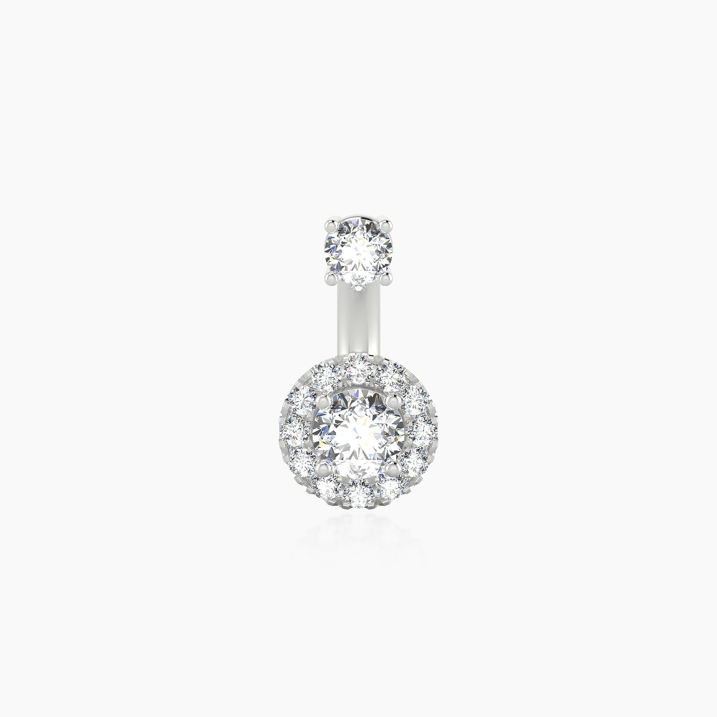 Eirene | 18k White Gold 8 mm 6.5 mm Halo Round Diamond Navel Piercing