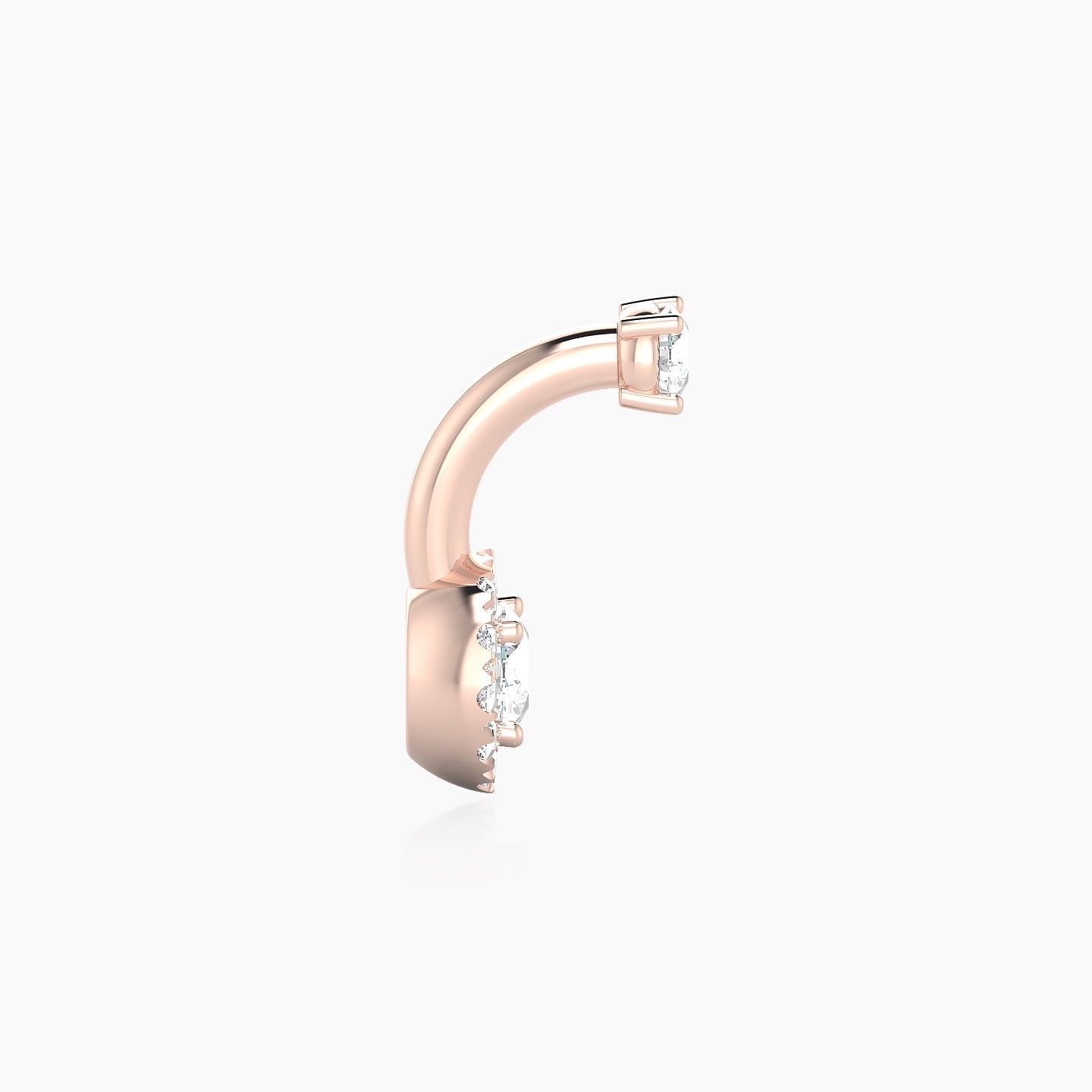 Eirene | 18k Rose Gold 8 mm 6.5 mm Halo Round Diamond Navel Piercing