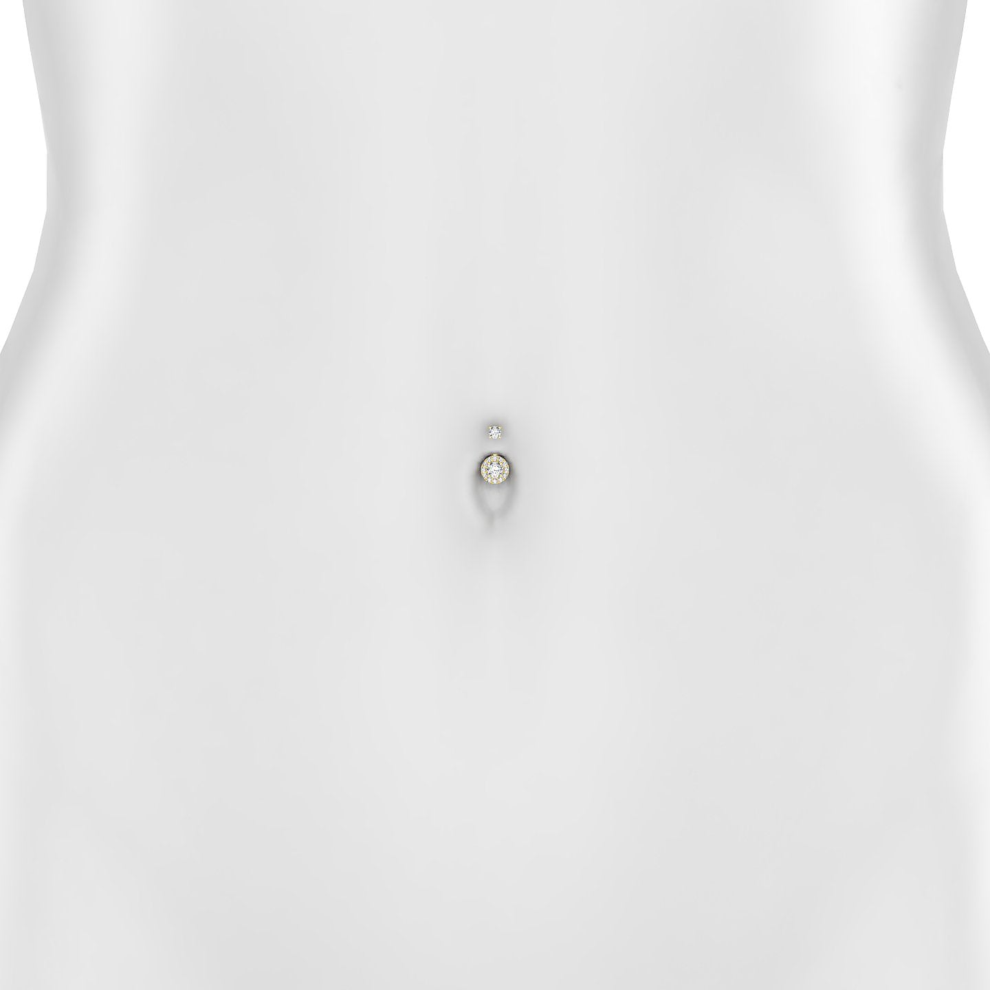 Eirene | 18k Yellow Gold 6.5 mm 8 mm Halo Round Diamond Navel Piercing