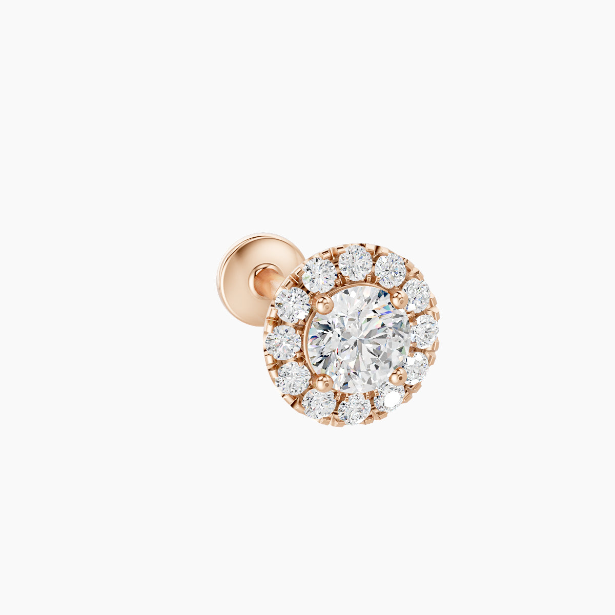Eirene | 18k Rose Gold 6 mm 8 mm Halo Round Diamond Piercing