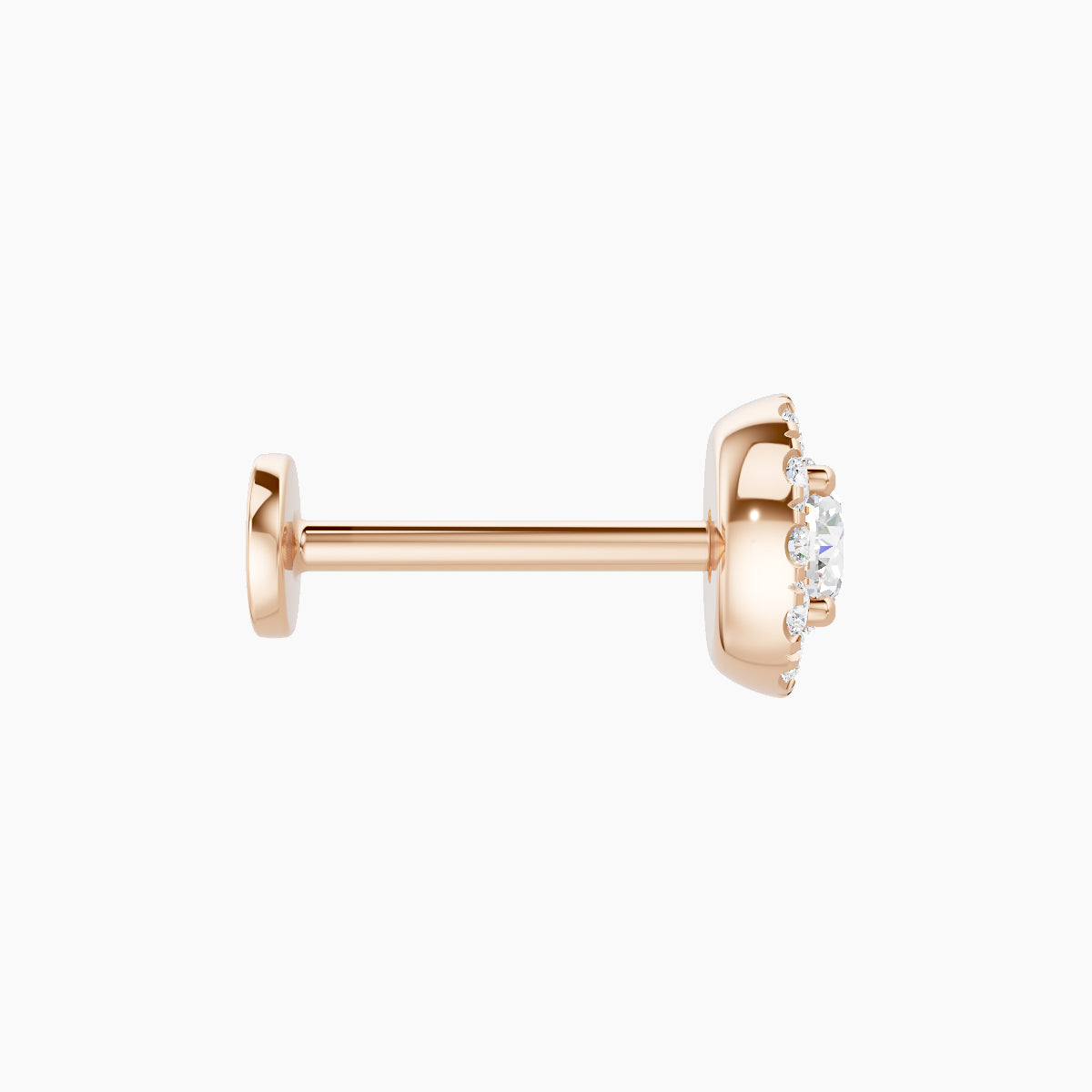 Eirene | 18k Rose Gold 6 mm 8 mm Halo Round Diamond Piercing