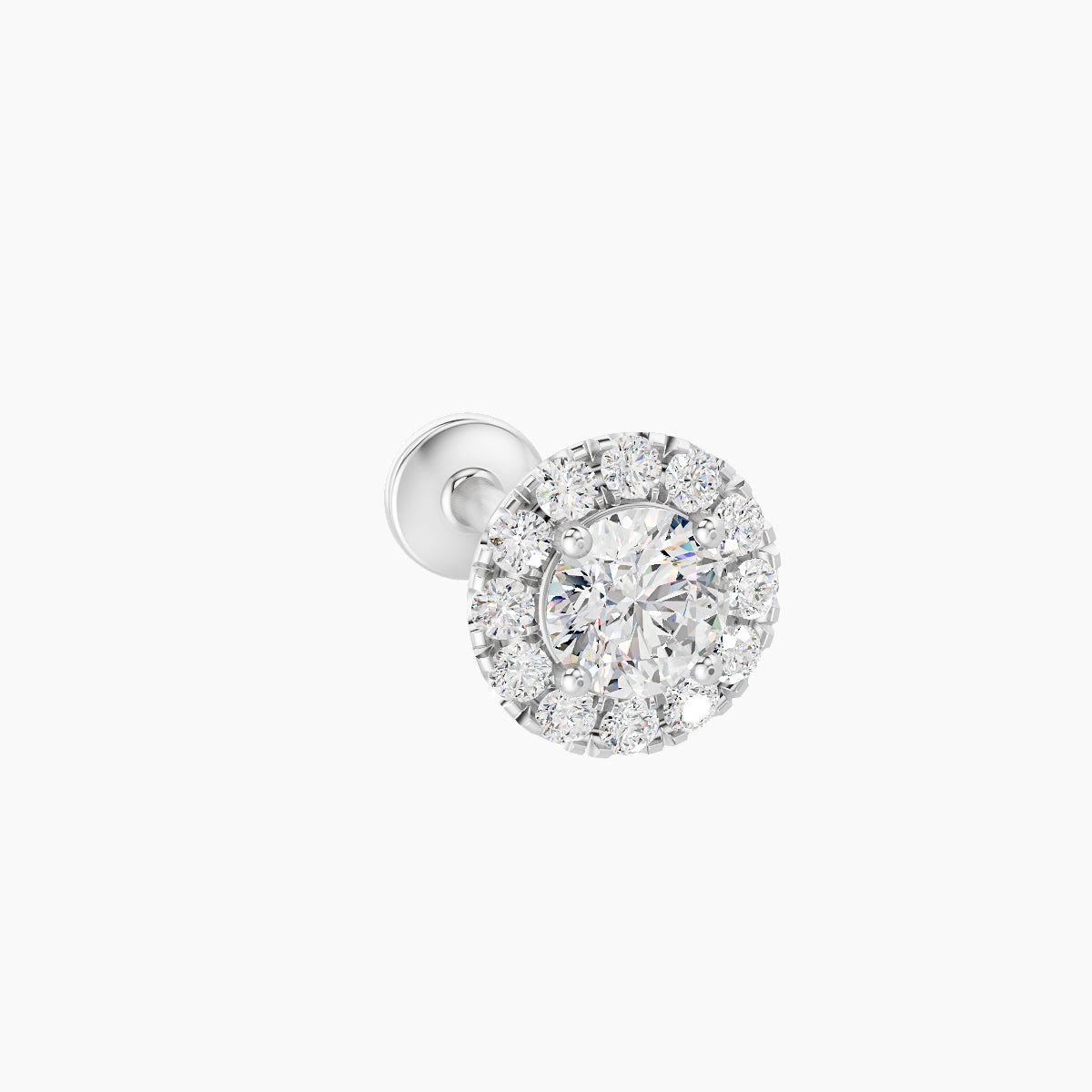 Eirene | 18k White Gold 6 mm 8 mm Halo Round Diamond Piercing