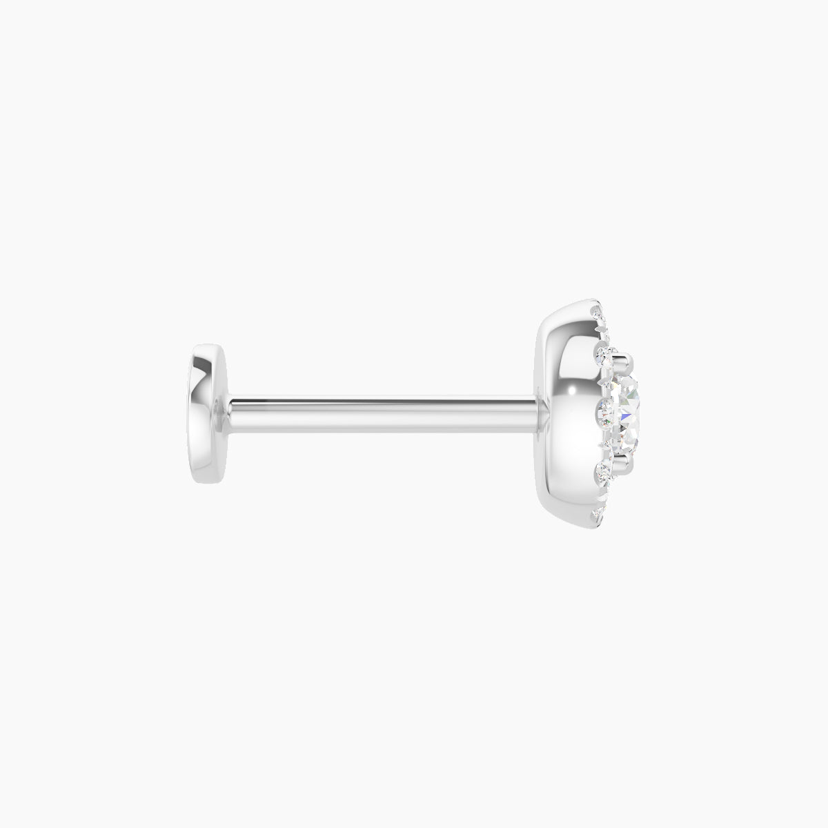 Eirene | 18k White Gold 6 mm 8 mm Halo Round Diamond Piercing