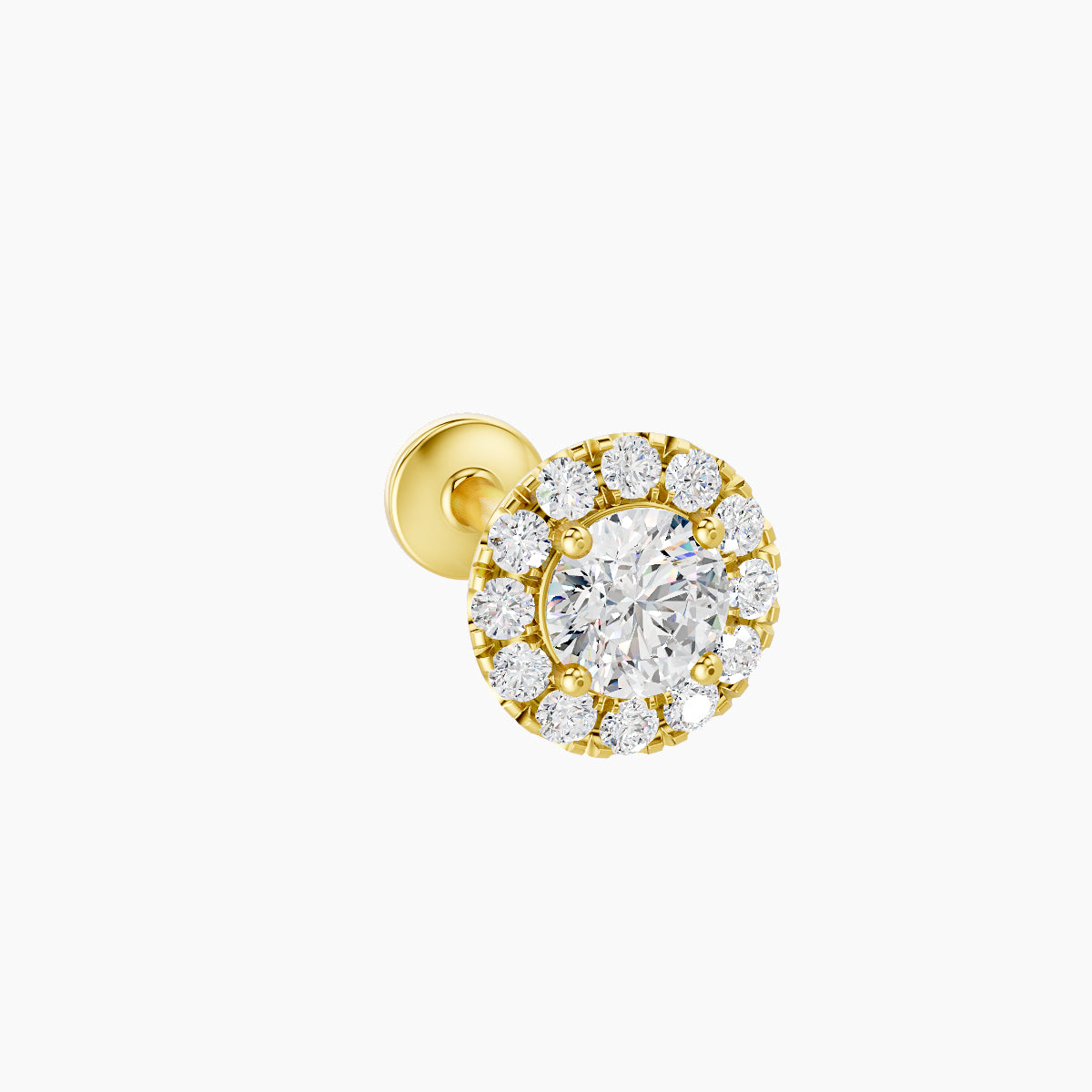 Eirene | 18k Yellow Gold 6 mm 8 mm Halo Round Diamond Piercing