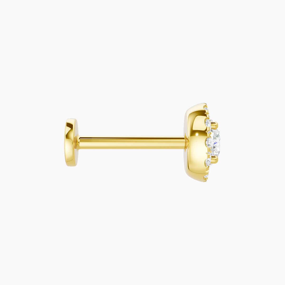 Eirene | 18k Yellow Gold 6 mm 8 mm Halo Round Diamond Piercing