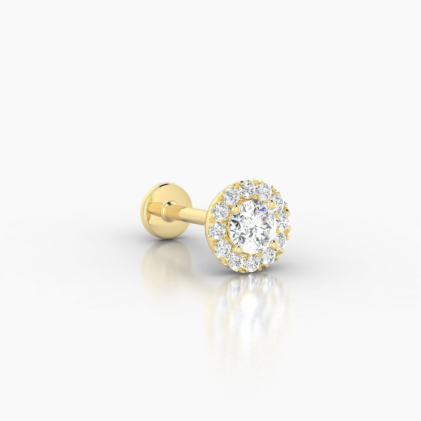 Eirene | 18k Yellow Gold 6.5 mm 8 mm Halo Round Diamond Piercing