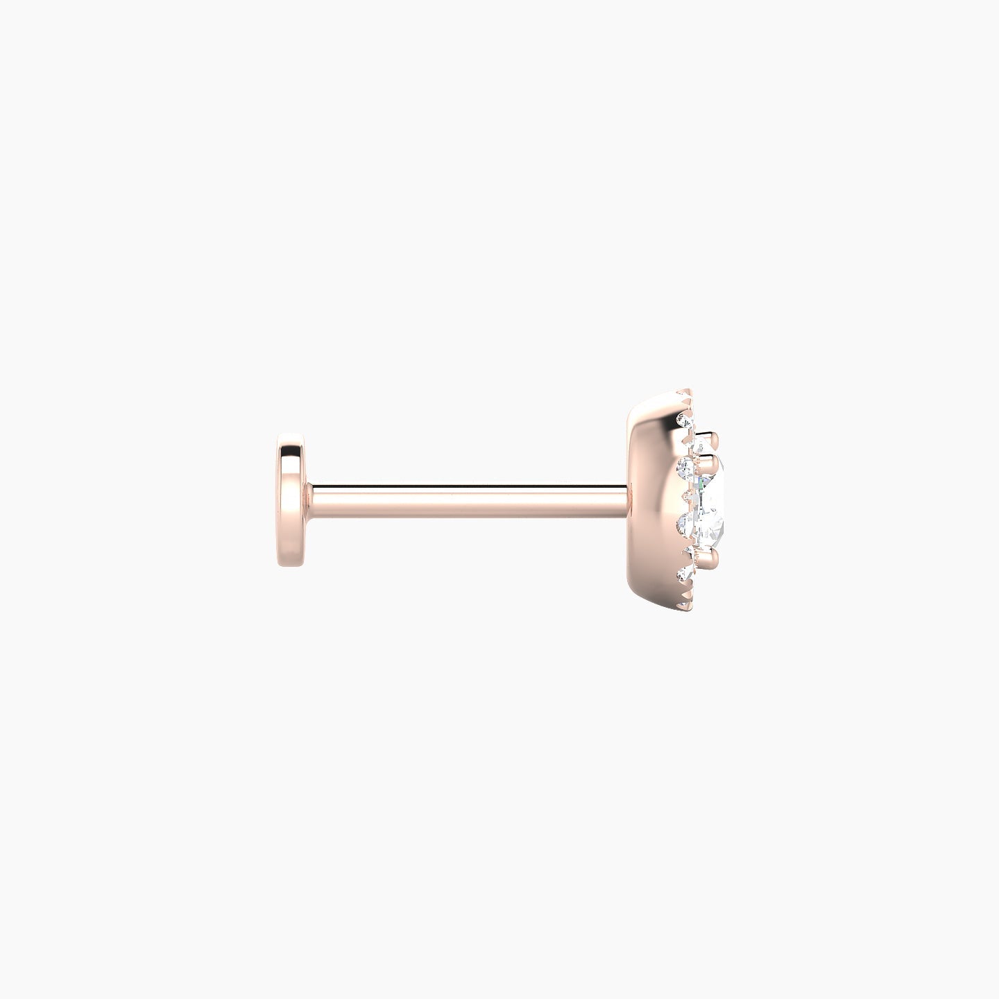 Eirene | 18k Rose Gold 6.5 mm 8 mm Halo Round Diamond Piercing