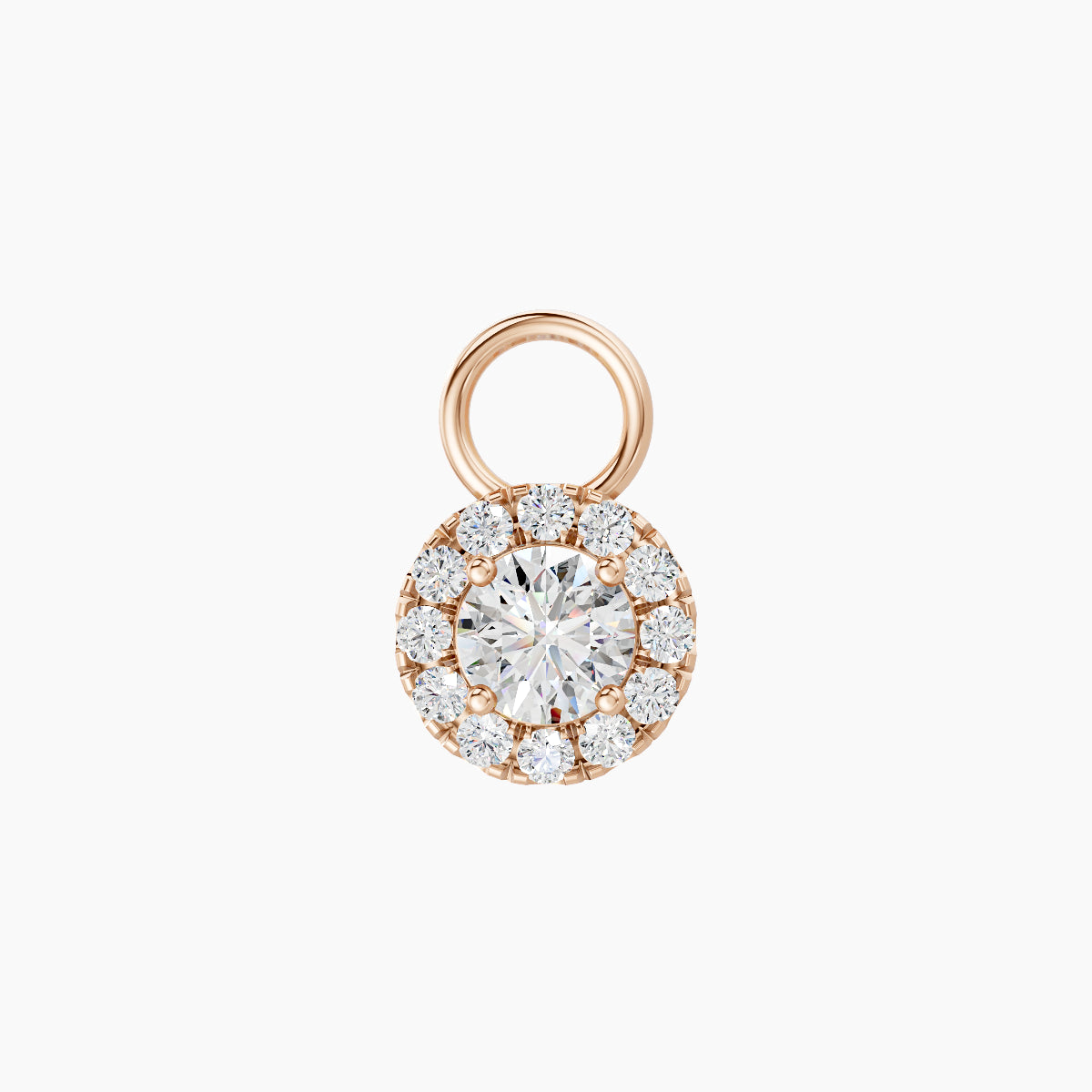 Eirene | 18k Rose Gold 6 mm Halo Round Diamond Charm