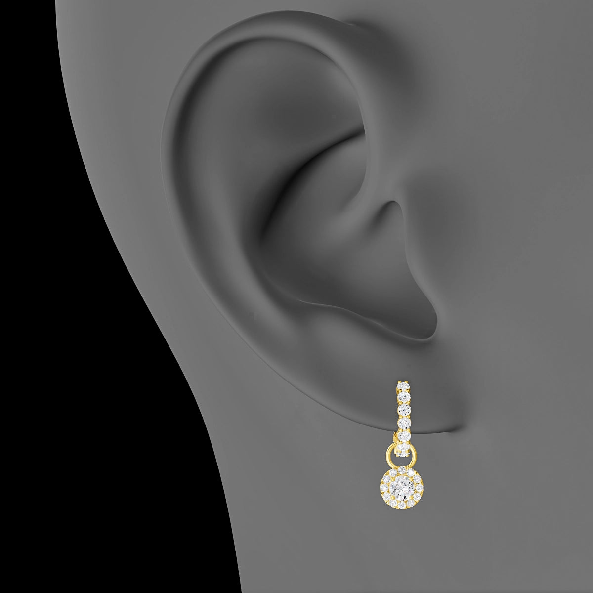 Eirene | 18k Yellow Gold 6 mm Halo Round Diamond Charm