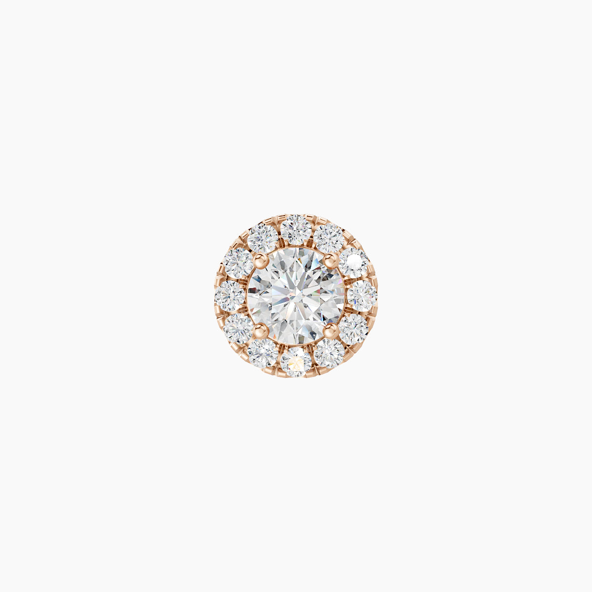 Eirene | 18k Rose Gold 6 mm Halo Round Diamond Earring